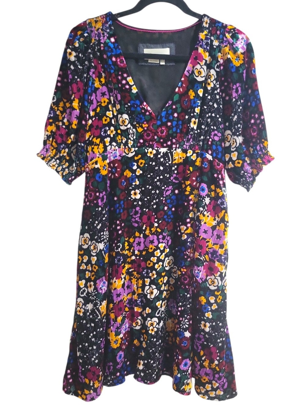 Anthropologie Francie Floral Velvet Mini Dress Size 2 Minor Flaw Multi-Color - Picture 3 of 16